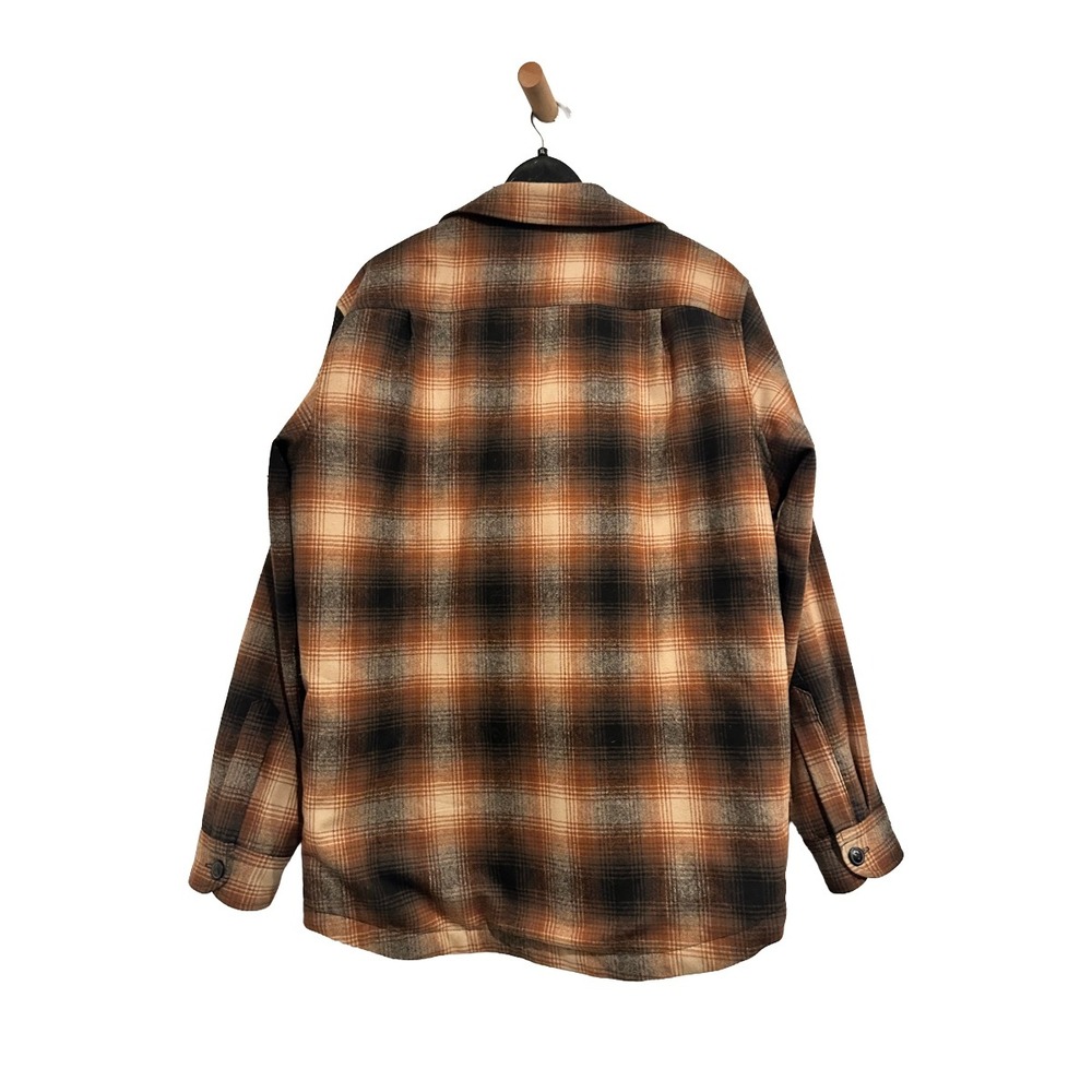 Pendleton Plaid Quilted CPO Shirt Jacket in Brown Ombre Size Large - Picture 6 of 12